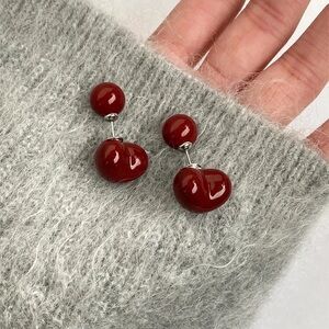 Elegant Red Heart Earrings